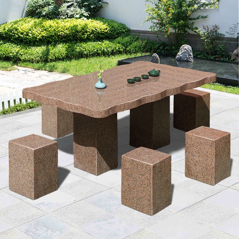 石桌石凳庭院一套户外花岗岩长桌别墅花园大理石桌椅子石头桌子
