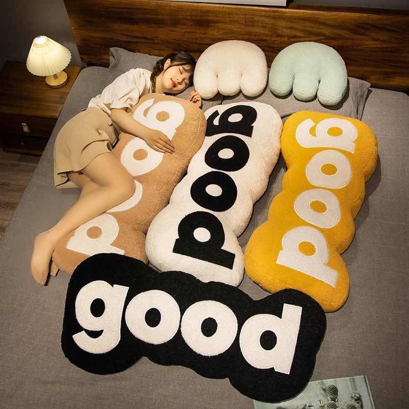 ins风时尚舒适长条字母软靠枕午睡枕good抱枕客厅装饰大靠垫抱枕