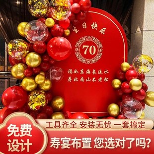 寿宴装饰60岁寿星家里70老人生日场景布置80大寿90酒店背景墙kt板