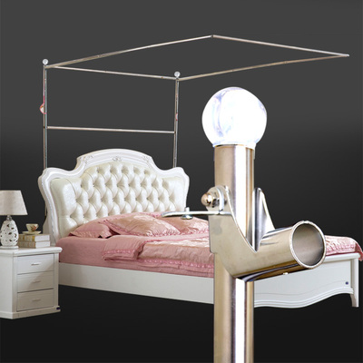 蚊帐支架可伸缩钓鱼杆方顶高端不锈钢加粗加厚家用1.8m床通用推拉