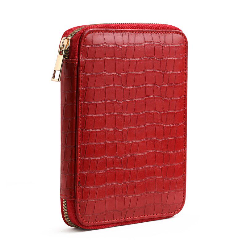 朗恩好用的装钩针配件真皮新款鳄鱼纹钩针棒针毛线针工具收纳包