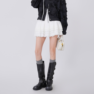 蜜澳半身裙2026春装新款松紧腰气质百搭蕾丝短裙A字裙包臀裙女