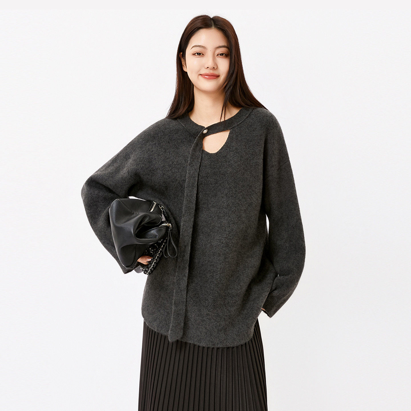 蜜澳毛衣2025冬季新款慵懒风V领开叉系带韩版套头休闲针织衫女,女装/女士精品,毛衣,淘宝优惠券,粉丝福利购,淘宝优惠卷