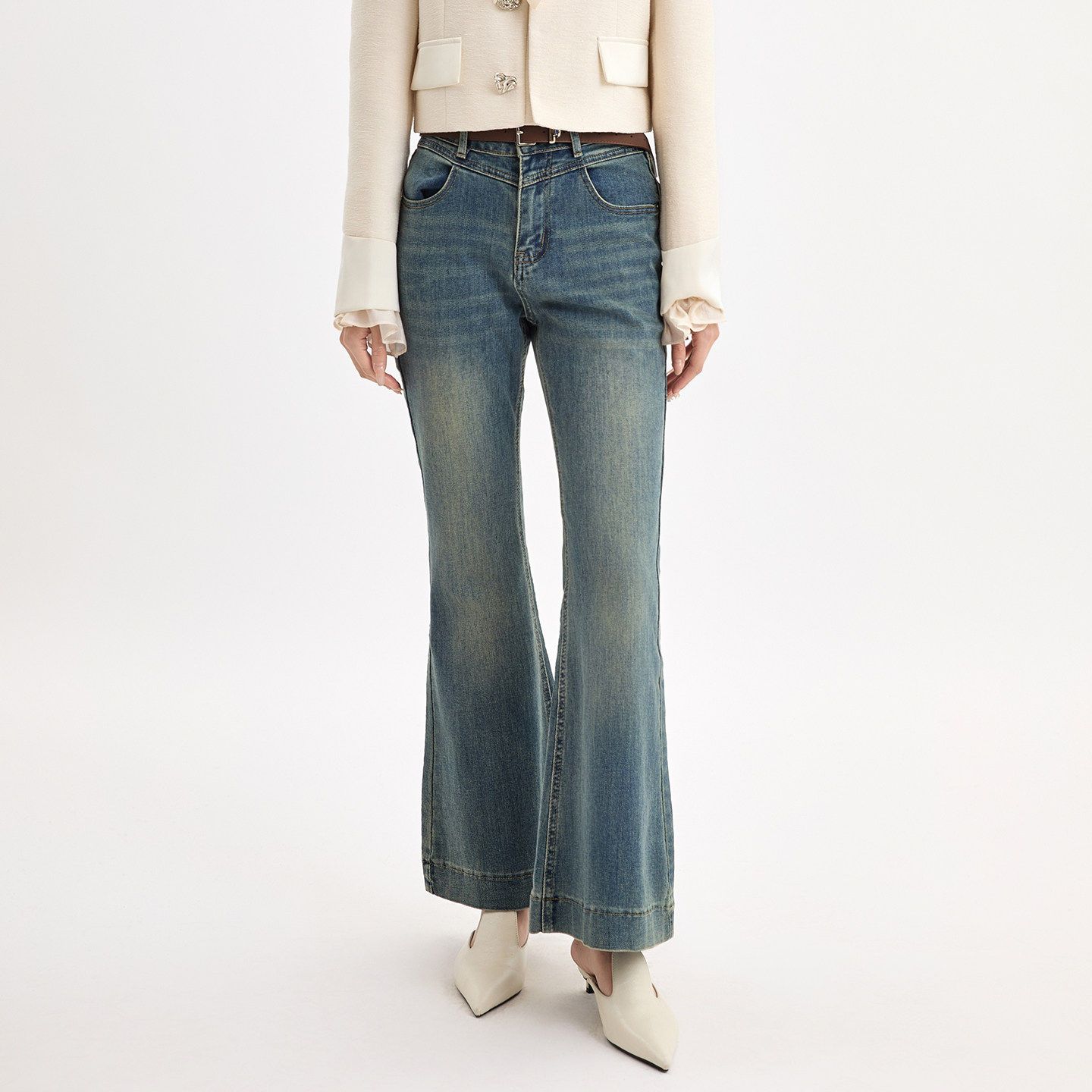 蜜澳2026春季新款美式复古时尚显瘦高腰牛仔阔腿裤宽松长裤子女