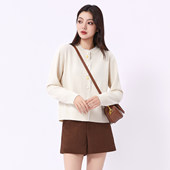 女2026春装 新款 韩彩色纽扣蕾丝花边开衫 蜜澳针织衫 百搭针织开衫