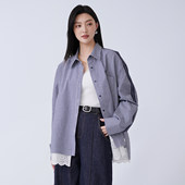 蜜澳衬衫 格子翻领单排扣休闲宽松衬衣女上衣 新款 长袖 2026春装