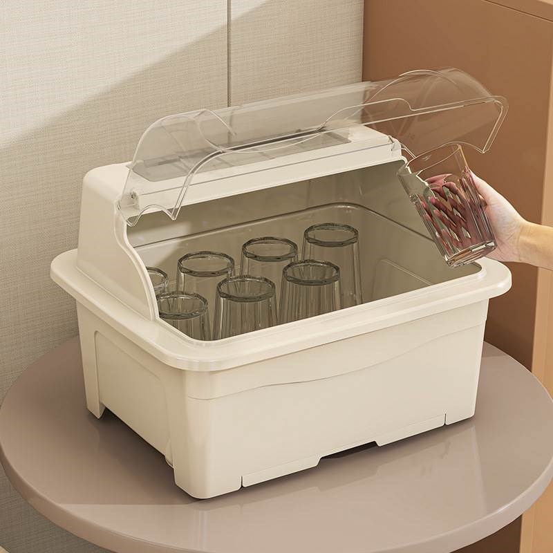 碗筷收纳盒放碗碟架l厨房家用装盘碗碟沥水小型置物架子带盖子碗