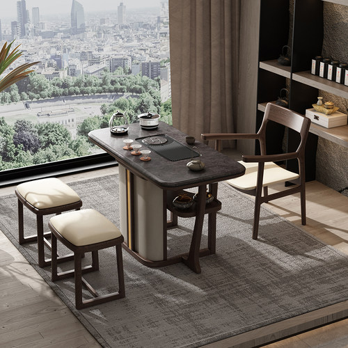 阳台茶桌椅组合轻奢极简功夫泡茶桌实木书房办公室茶室家用小茶台