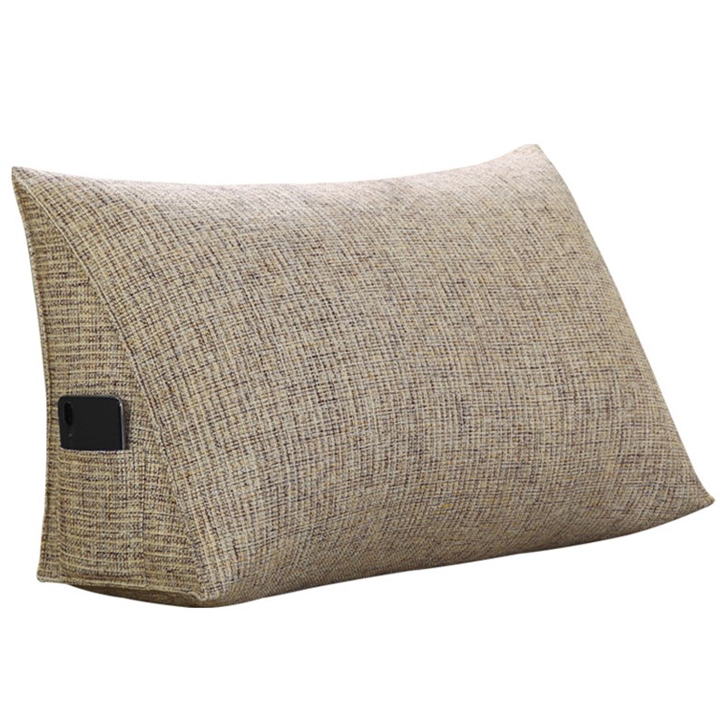 61K3纯色三色麻布客厅沙发靠垫家用三角护腰靠枕床上腰枕靠背可拆