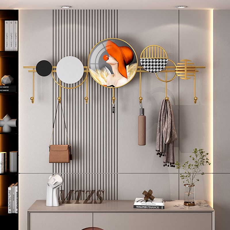 铁艺装饰挂钩进门玄关钥匙玄关挂衣架壁挂墙上创意轻奢入户挂衣钩