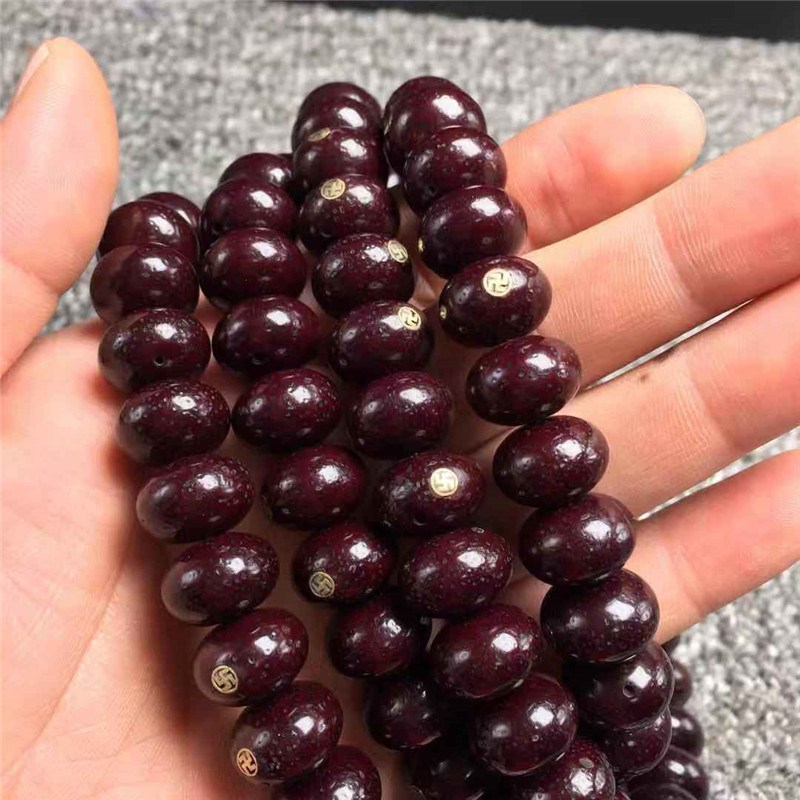 海南星月菩提子108颗朱砂供桶珠朱砂供镶嵌绿松多宝万字文玩手链