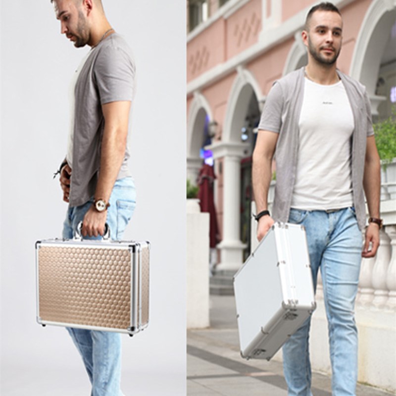 铝合金手提密码箱保险小型带锁家用储物文件公文装钱现金收纳盒子