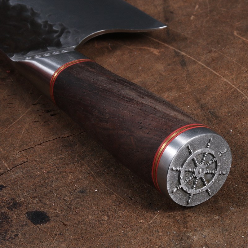 阳江锻打大屠宰刀 肉联厂分肉剔骨刀 肉档切肉刀双钢头木柄削骨刀