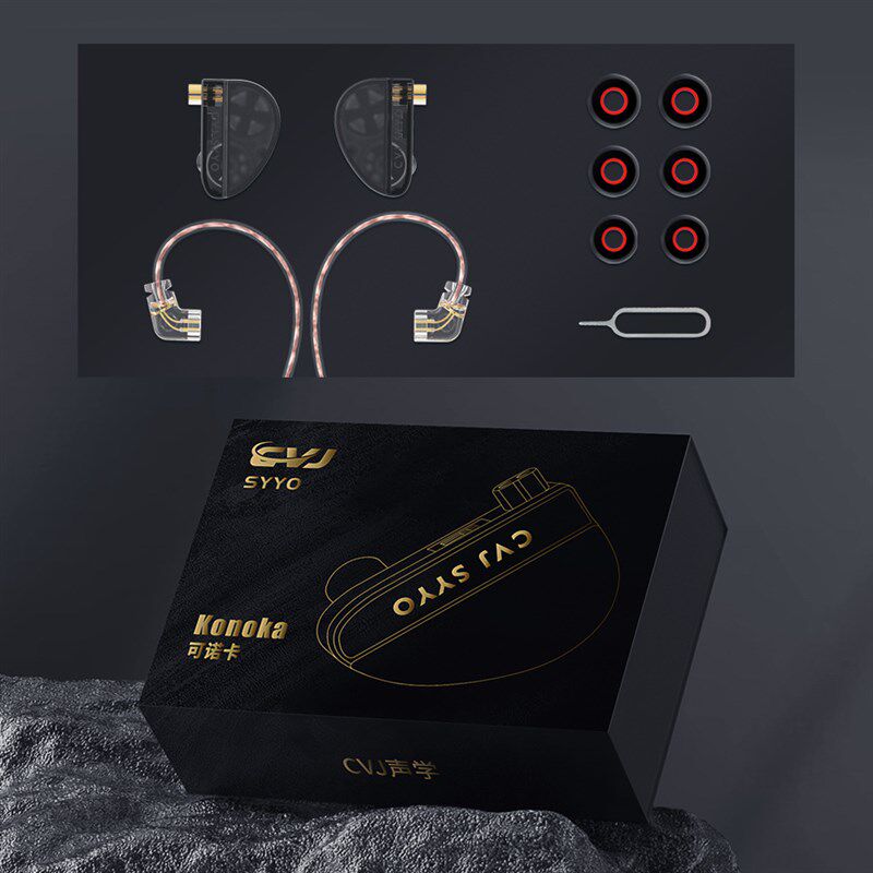 CVJ 可诺卡Konoka三单元混合3D震动音入耳式有线hifi游戏耳机圈铁