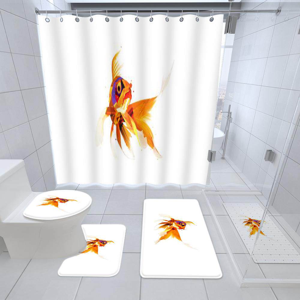 浴室垫浴帘防滑地垫洗澡垫卫生间门垫吸水地垫跨境地毯五件套