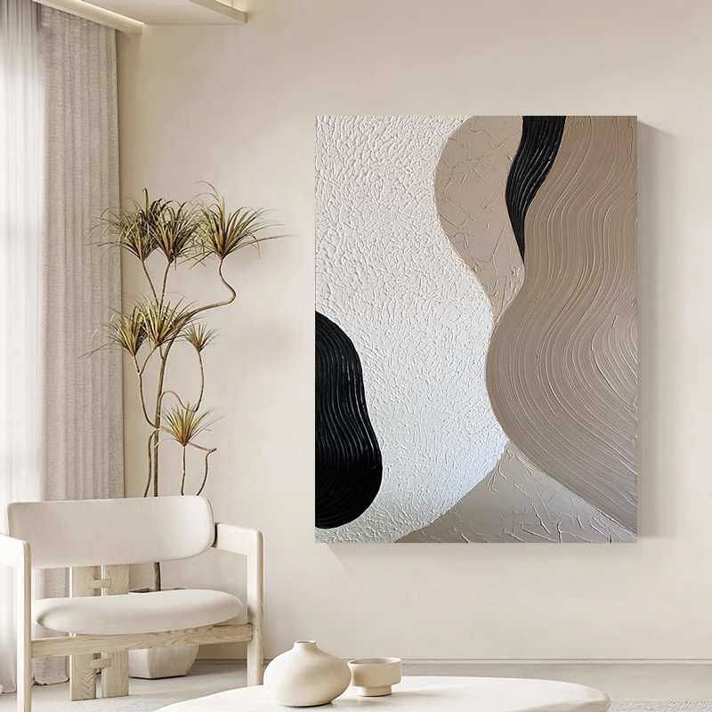 大芬油画村纯手绘油画玄关走廊客厅装饰画现代简约抽象立体肌理画