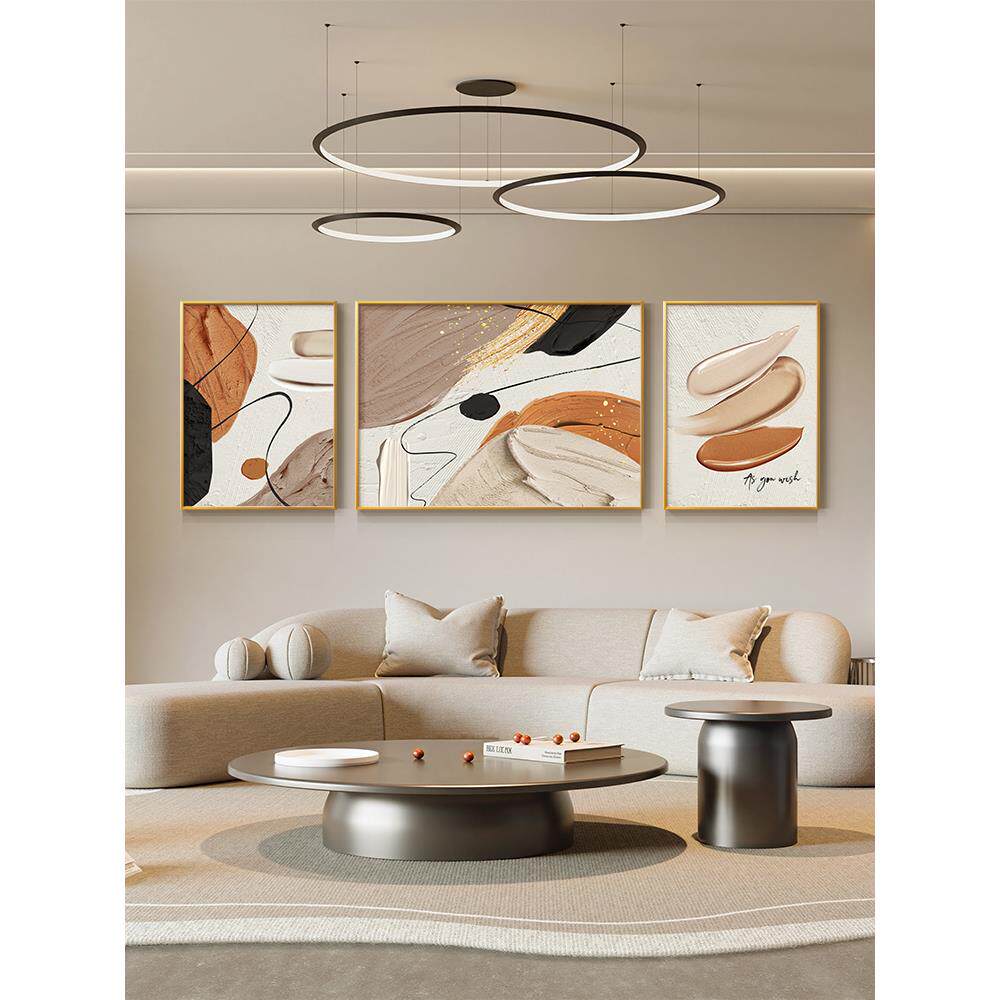 简约现代2025新款客厅装饰画抽象线条三联画沙发背景墙挂画壁画