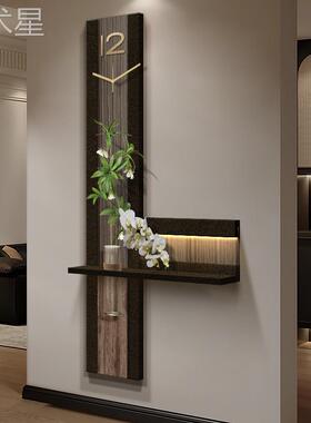 古中感风入户玄关装饰画古极简挂钟高级XL00345走廊过道水培绿植