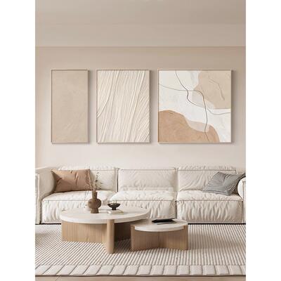 奶油风客厅装饰画莫兰迪抽象高级感三联壁画小户型沙发背景墙挂画