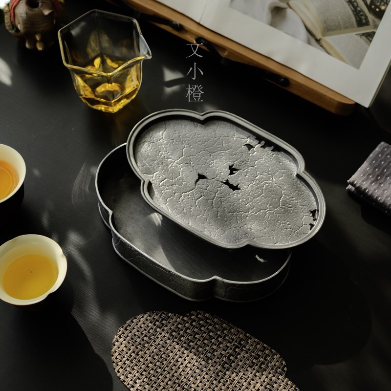 文小橙纯锡壶承做旧日o式茶具高端干泡台茶盘家用托盘储水紫砂壶