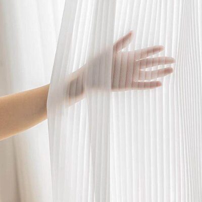 竖百叶窗帘纱帘透光不透人阳台飘窗半遮光加厚防刮垂直白纱梦幻帘