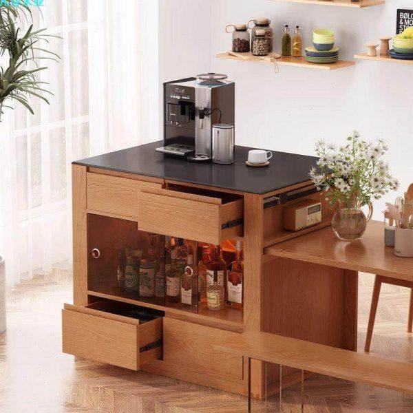 北欧实木桌椅简约樱桃木日式岩板岛台一体餐桌家用吃饭大板桌子轻,住宅家具,岛台,淘宝优惠券,粉丝福利购,淘宝优惠卷