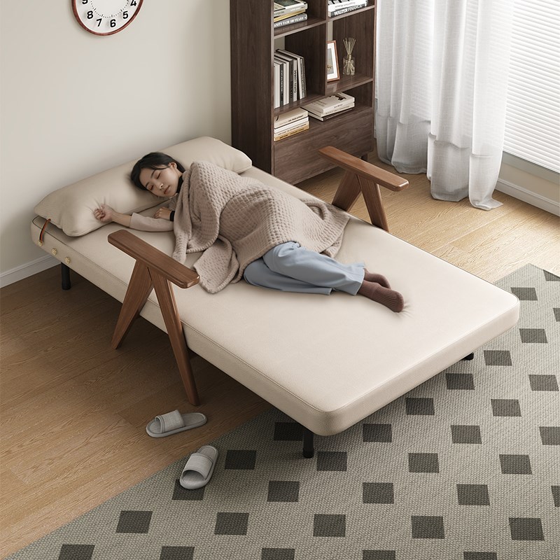 三梦实木折叠沙发床两用小户型多功能G网红款单人床家用贵妃沙发