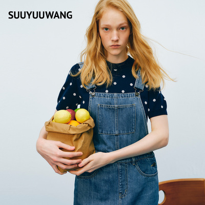 SUUYUUWANG26春原创设计圆领波点短袖套衫