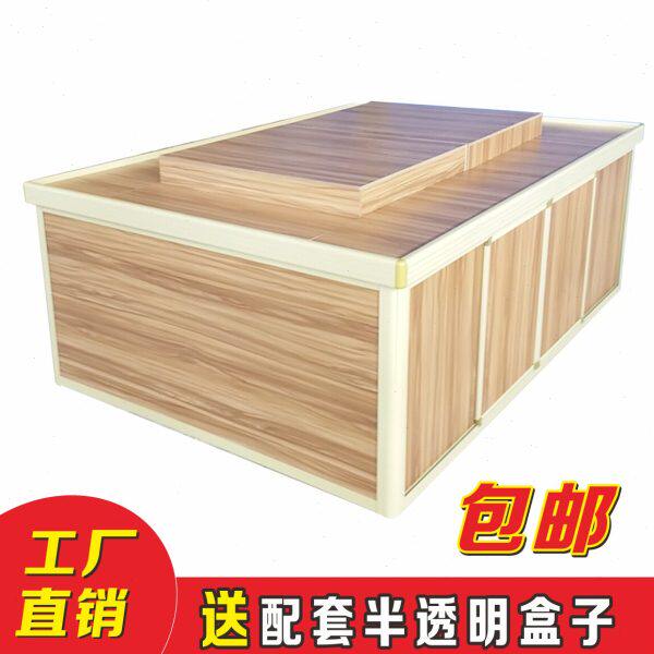 超市便利店散称散装木纹推拉门堆头展柜货架货柜展示柜陈列架