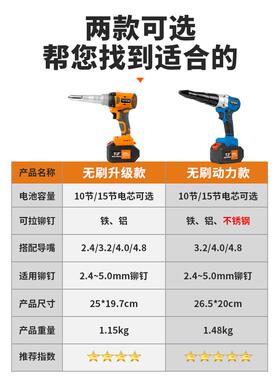 808动电铆钉枪锂电拉铆丁枪充电式无钉刷拉铆抢自动压铆钉螺母枪