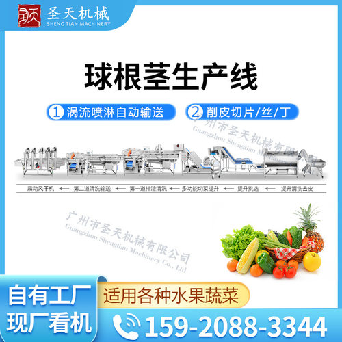 球根茎菜生产流水线 土豆芋头番薯清洗去皮切割风干生产线可定制