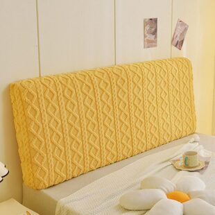 布艺防尘保护床头罩弹力全包木床头罩加厚绒布软包床靠背可拆卸洗