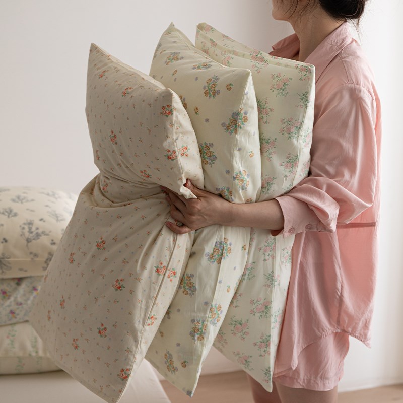 田园风全棉c印花柔软枕套单品 小碎花单人枕套48x74cm一对拍2家用