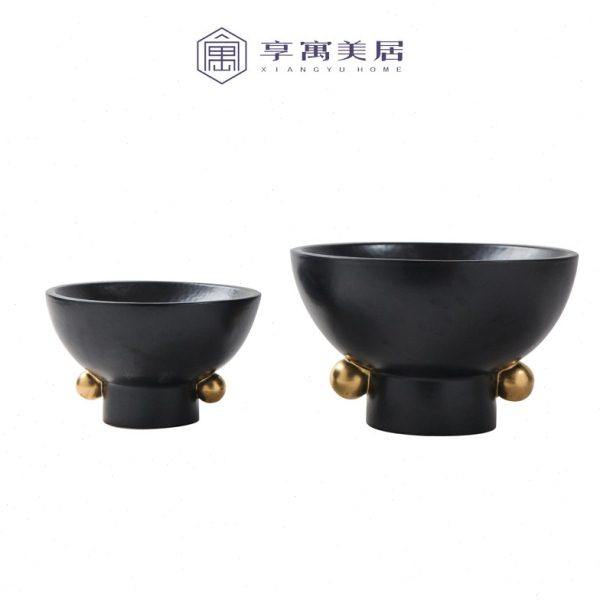 意式轻奢陶瓷花盆创意描金花瓶摆件样板房售楼处酒店大堂装饰花器