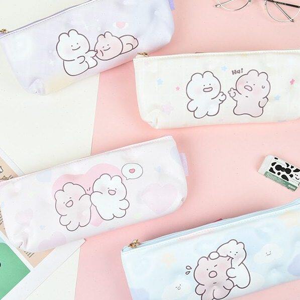 可爱简约软绵绵解压笔袋小学男女生小清新铅笔盒初中生PU皮文具盒