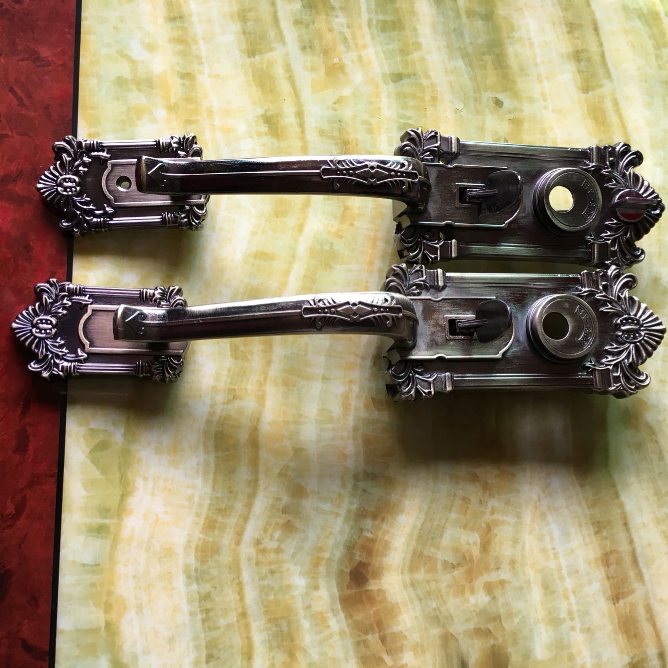 老式大把b拉手罗普斯金门锁执手防盗门把手按压式青古铜铝合金门