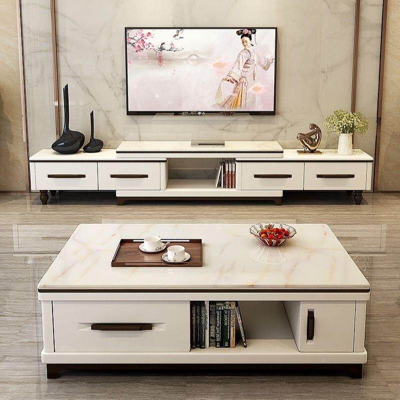 现简约电石视家柜茶几组合套装用DD代客厅家具小户型电视柜子大理