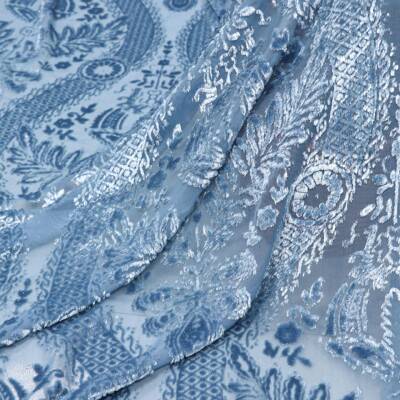 厂家梭织锦粘锦绒烧涤半EZW亮丝花烂花丝绒面料睡裙旗袍裙子布料