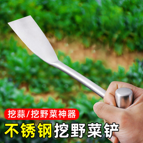 不锈钢蒜铲挖野菜的小铲子神器农用园艺种菜除O草挖土户外专用工