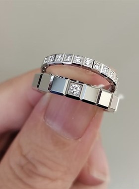 明星张凌赫同款男女情侣对戒92z5银肖邦小冰块玫瑰金订婚戒指礼物