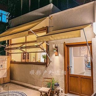 户外折叠遮阳篷欧式曲臂伸缩棚门头窗户口网红装饰手摇电动摆臂蓬