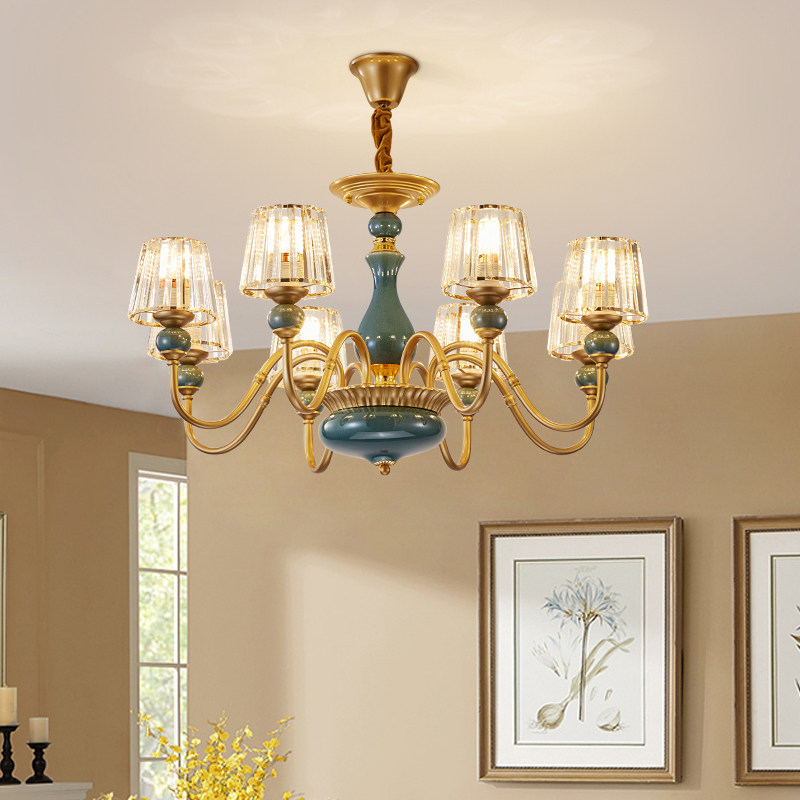 欧式陶瓷吊灯客厅k餐厅卧室灯简约现代温馨创意大气轻奢水晶大吊