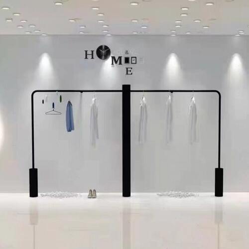 高档男女装店哑光黑上墙展示架落地挂衣架货架网红简约新款陈列架