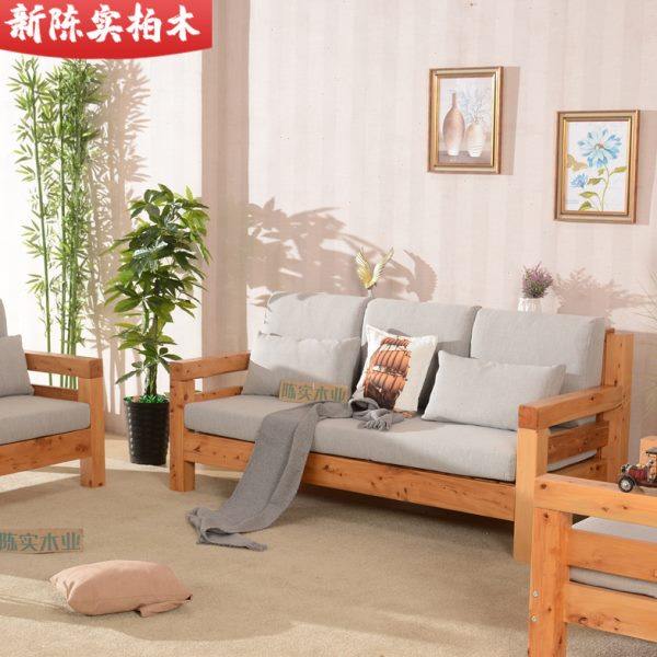 原包邮欧式原装柏木整料实组合新客厅木质家具小户型中式木沙发