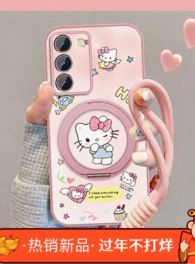 适用可爱KT猫vivos16手机壳女卡通s16pro新款凯蒂S16e磁吸S16小羊皮vivi保护套全包防摔硅胶viv0挂绳外壳