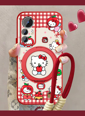 适用小米12手机壳女卡通MI12pro新款苹果凯蒂猫可爱sultra磁吸12x小羊皮xiaomi12spro保护套全包防摔挂绳