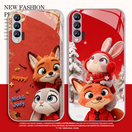 适用尼克朱迪华为nova6手机壳男卡通nova5pro新款动漫5i高级感v40轻奢版v30钢化玻璃保护套全包防摔情侣外壳
