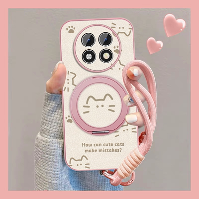 适用oppoa1pro手机壳简约素描猫咪a2por女新款可爱a1x磁吸支架K11X小羊皮A1PRO防摔0pp0保护套a1活力版挂绳