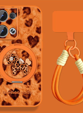 爱心小马适用opporeno13手机壳女豹纹Reno13pro新款新年Rano13本命年0pp0小羊皮opop全包pr0防摔磁吸保护套