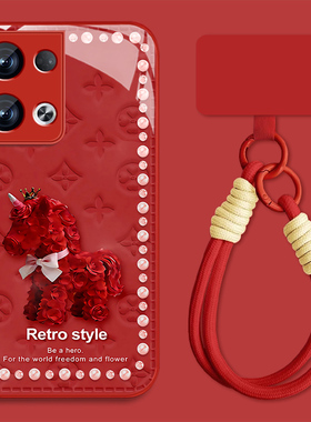 玫瑰小马适用opporeno13手机壳女可爱Reno13pro新款新年Rano13红色0pp0高颜值opop全包pr0防摔挂绳保护套